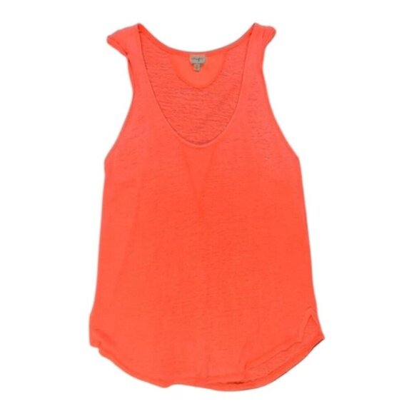 Aritzia Wilfred Free Muscle Tee T-shirt Bright Orange Burnout Sleeveless Size XS - Picture 2 of 9